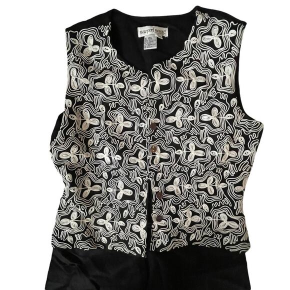 Vintage 1990s Newport News Jumpsuit Linen Blend Bohemian Black 8 Petite EUC - Picture 9 of 12